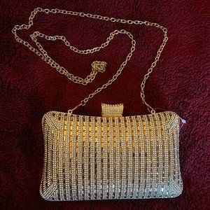 Elegant Women's Evening Purse/Bag/Satchel with strap and rhinestones